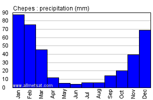 Chepes Argentina Annual Precipitation Graph