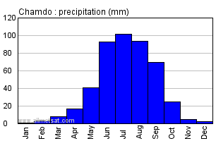 Chamdo China Annual Precipitation Graph