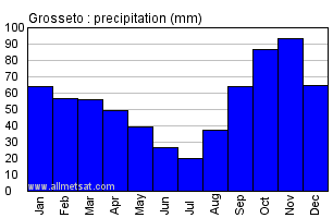 Grosseto Italy Annual Precipitation Graph