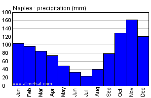 Naples Italy Annual Precipitation Graph