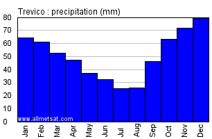 Trevico Italy Annual Precipitation Graph