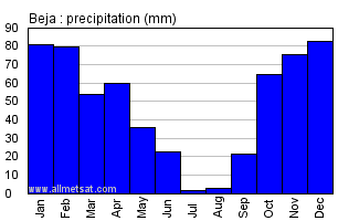 Beja Portugal Annual Precipitation Graph