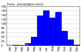 Pune India Annual Precipitation Graph