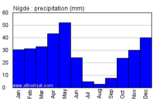 Nigde Turkey Annual Precipitation Graph