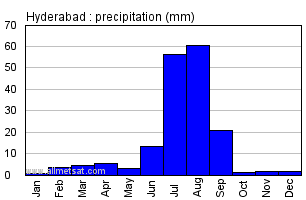 Hyderabad Pakistan Annual Yearly Monthly Rainfall Graph