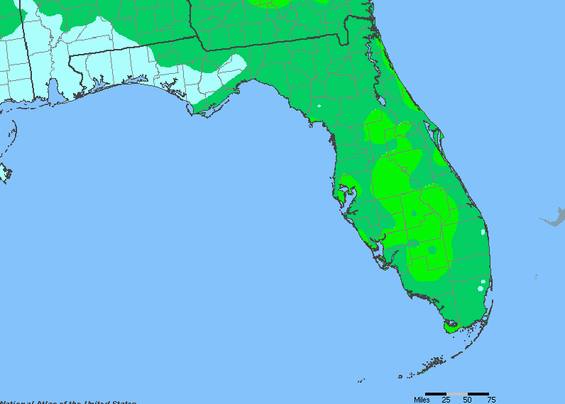 The State of Florida Yearly Average Precipitation