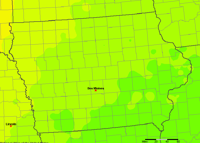 The State of Iowa Yearly Average Precipitation