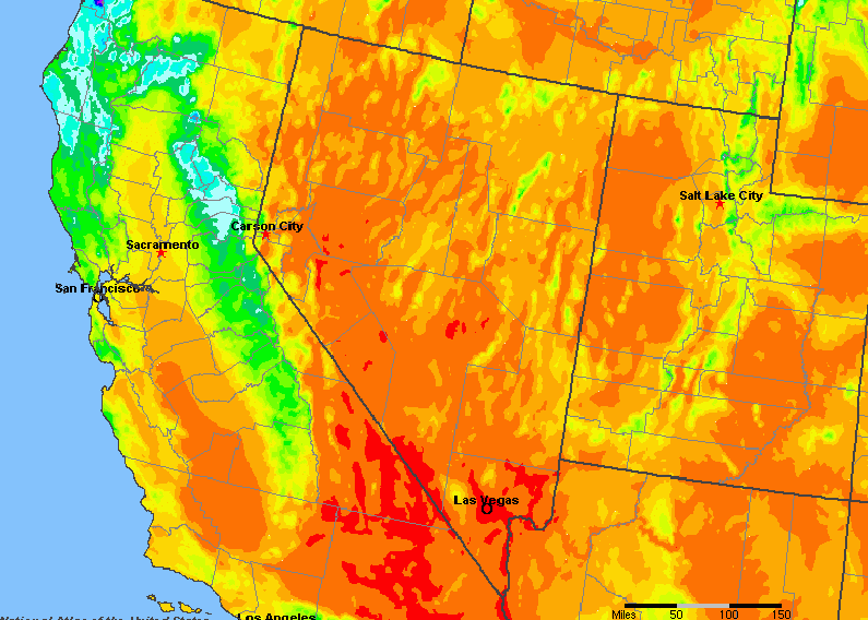 The State of Nevada Yearly Average Precipitation