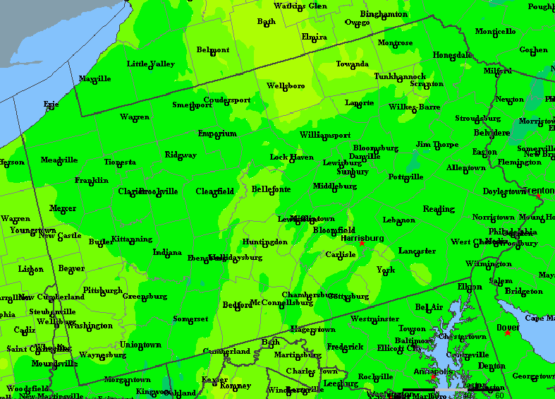 The State of Pennsylvania Yearly Average Precipitation