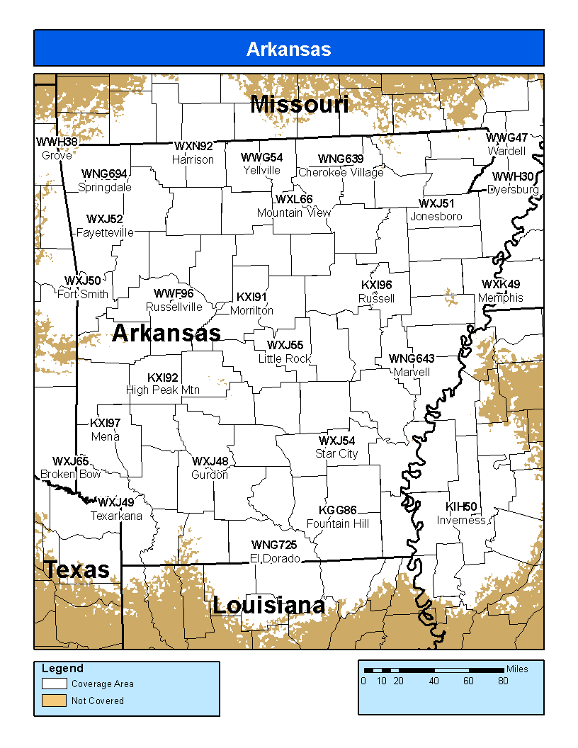 Arkansas Weather Radio Coverage Map