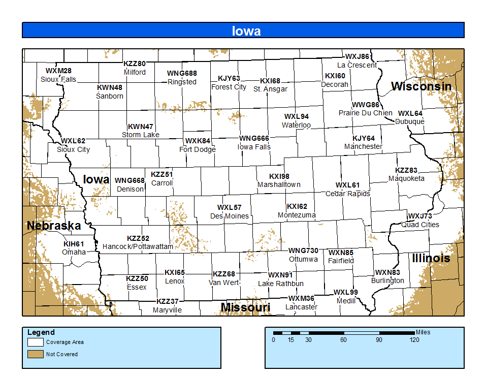 Iowa Weather Radio Coverage Map