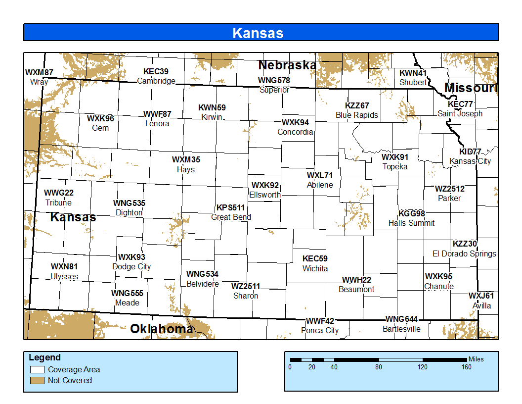 Kansas Weather Radio Coverage Map
