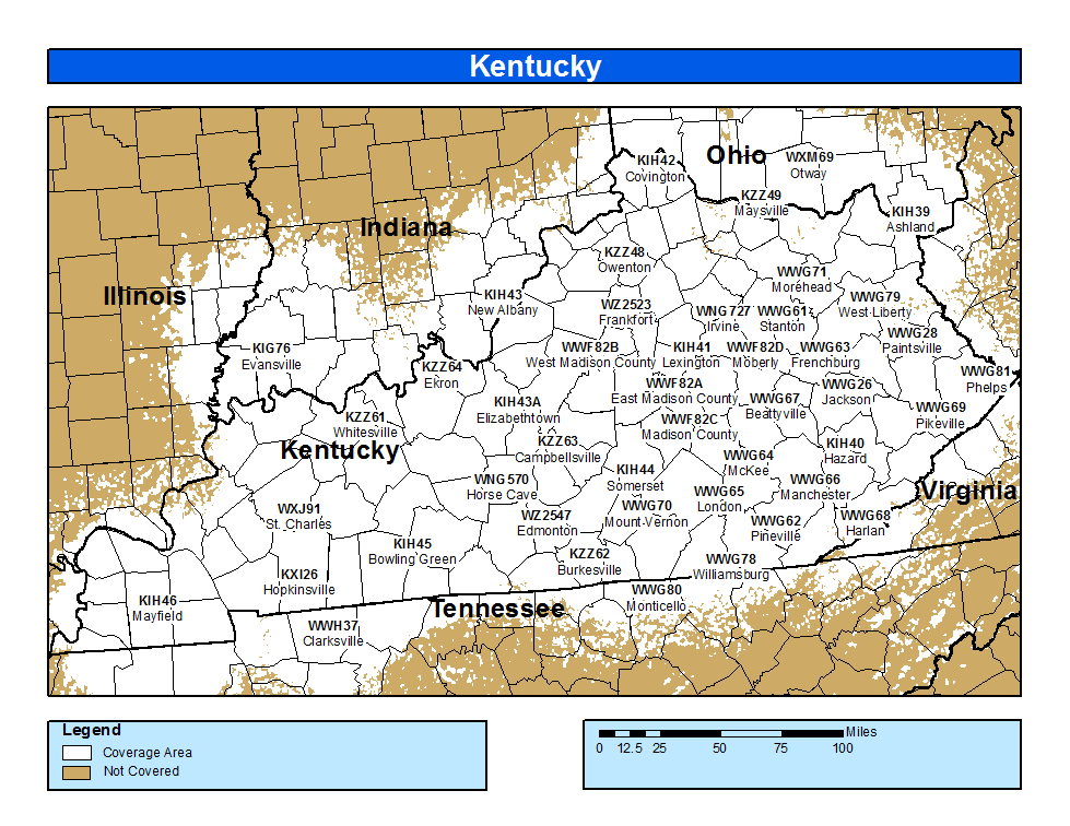 Kentucky Weather Radio Coverage Map