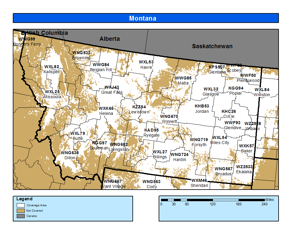 Montana Weather Radio Coverage Map