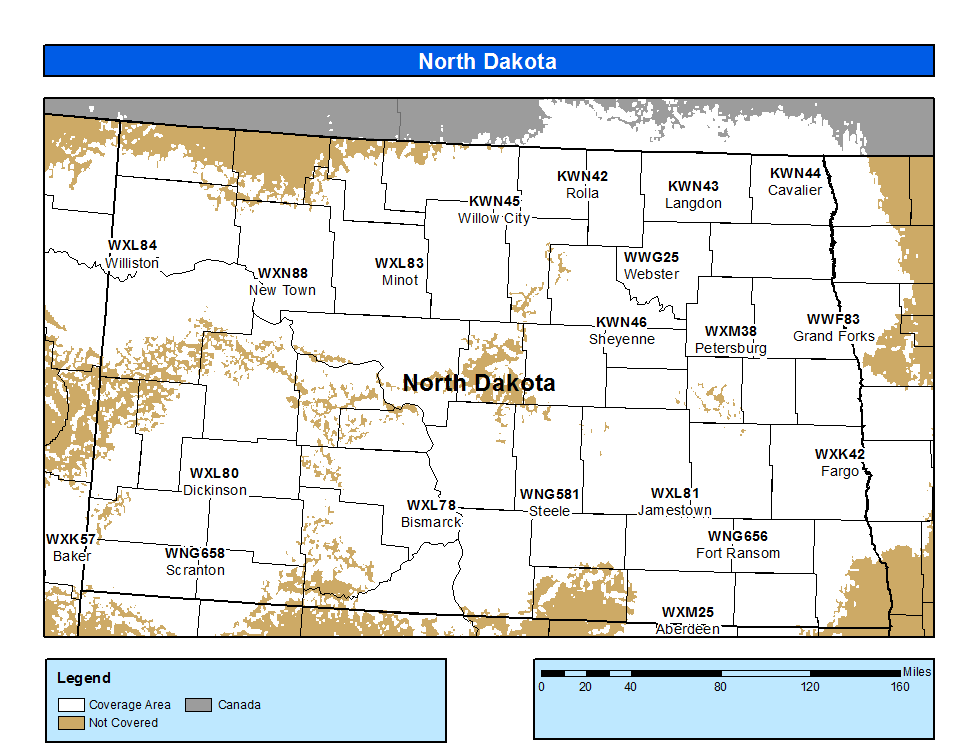 North Dakota Weather Radio Coverage Map