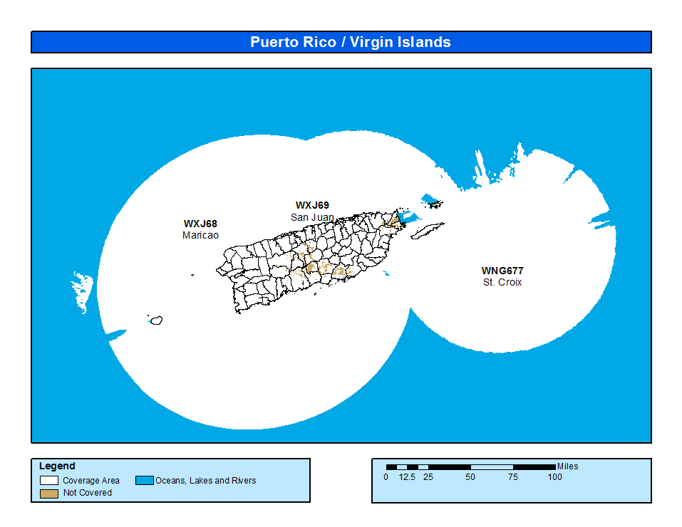 Puerto Rico Weather Radio Coverage Map