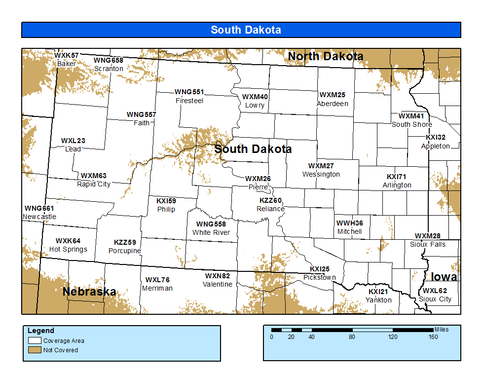 South Dakota Weather Radio Coverage Map