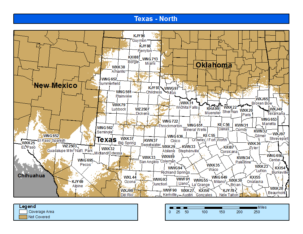 Texas Weather Radio Coverage Map