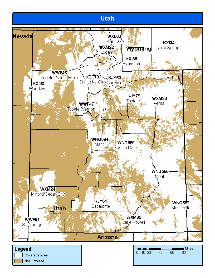 Utah Weather Radio Coverage Map