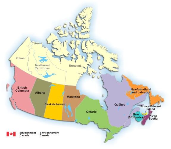Map of Canada with links to provinces AQHI readings