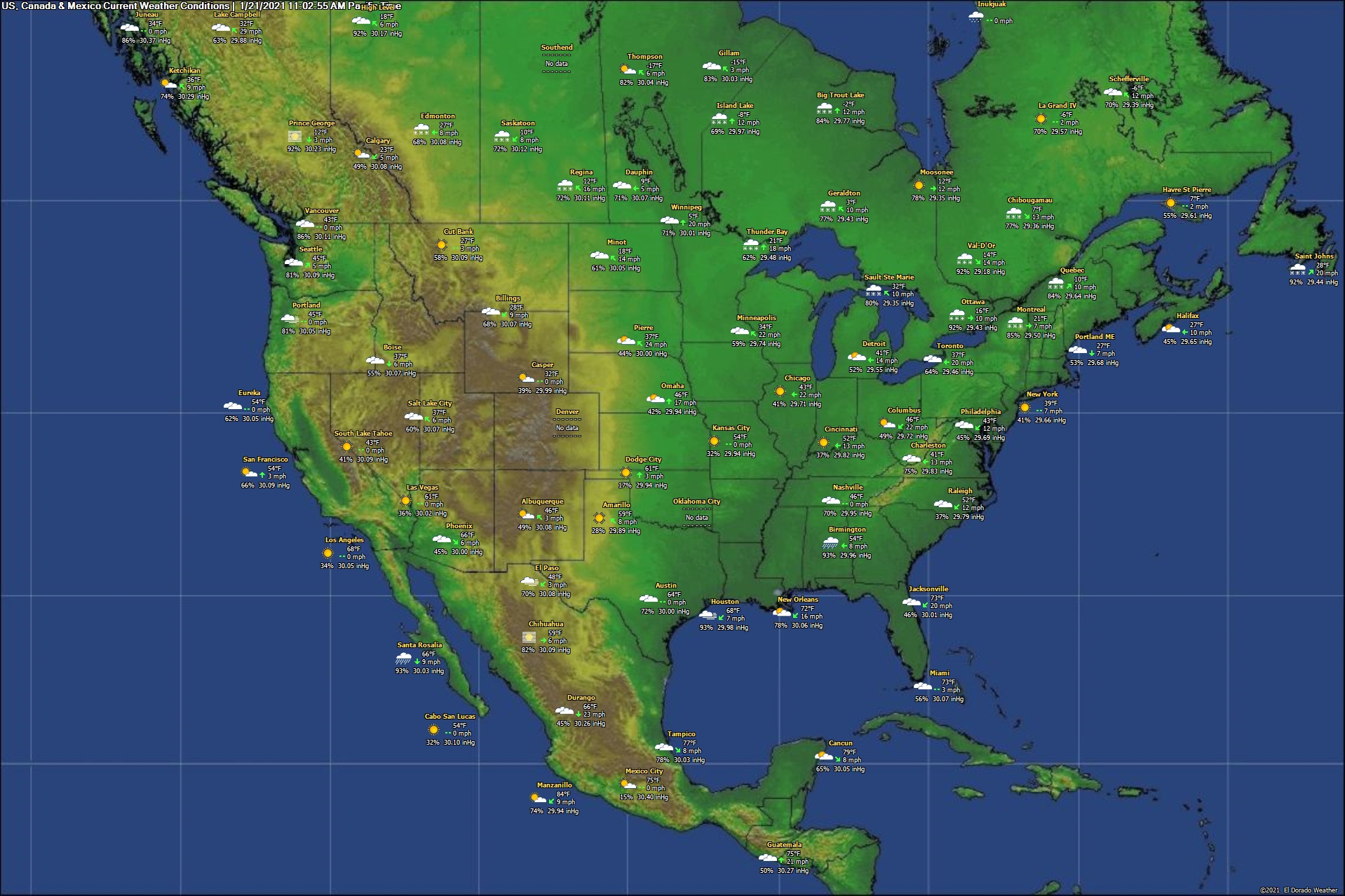 United States & Canada Meso Map - Updates every 10 minutes